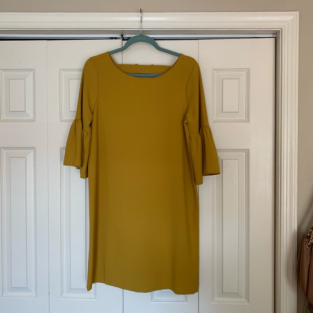 Mustard cocktail dress